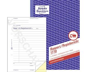 Avery Zweckform Report/ Management Report Book First and Second Page Printed Non-Carbon Paper A5 2 x 40 Pages (German Text)