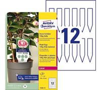 AVERY Zweckform T3005-10 Weatherproof Plug-in Signs Pack of 120 (100 x 20 mm on A4, Printable Plant Signs, Tear-Resistant, Heavy Duty, Garden Signs, Plant Signs) Film, White