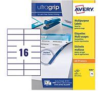 AVERY Zweckform UltraGrip Multipurpose Labels 3484 Adhesive A4 White 105 x 37 mm 100 Sheets of 16 Labels