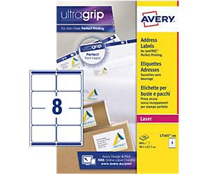 AVERY Zweckform UltraGrip Shipping Labels L7165-100 Adhesive A4 White 99.1 x 67.7 mm 100 Sheets of 8 Labels