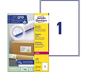 AVERY Zweckform UltraGrip Shipping Labels L7167-100 Adhesive A4 White 199.6 x 289.1 mm 100 Sheets of 1 Label
