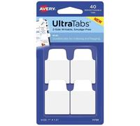 Avery Zweckform UltraTabs 74788 Transparent/White Adhesive Strips (40 Sticky Notes, 25.4 x 38.1 mm, Film Index Tabs, Removable Sticky Notes, Page Markers)