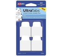 Avery Zweckform UltraTabs 74788 Transparent/White Adhesive Strips (40 Sticky Notes, 25.4 x 38.1 mm, Film Index Tabs, Removable Sticky Notes, Page Markers)