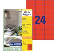 Avery Universal Labels 70 x 37 mm for A4 Printing Red 2400