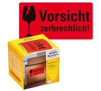 Avery Zweckform Warning Stickers 7211 "Vorsicht Zerbrechlich." Neon Red, 100 x 5