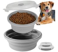 AVERYDAY 45oz Airtight Collapsible Dog Bowls with Lids, 2 Pack Portable Travel Dog Bowls for Large Medium Breeds, Silicone Food and Water Dish, 5.5 Cups Foldable Pet Bowl for Traveling and Camping