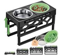 AVERYDAY Elevated Slow Feeder Dog Bowls with Stainless Steel Dog Bowl, 4 Heights Adjustable Dog Food Bowl Stand for All Breeds, Raised Slow Feeder Dog Bowls with Ant-Slip Stand for Health Eating
