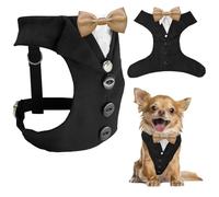 AVERYDAY XS Pet Tuxedo Harness, Wedding Costume Outfit for Small Dogs, Slim Cats and Tiny Pets with 8.3" Neck, 13-14.6" Chest, 10" Max Head Girth, Formal Suit Costume for Mini Breeds