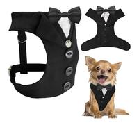AVERYDAY XS Pet Tuxedo Harness, Wedding Costume Outfit for Small Dogs, Slim Cats and Tiny Pets with 8.3" Neck, 13-14.6" Chest, 10" Max Head Girth, Formal Suit Costume for Mini Breeds