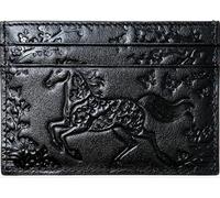 Avery's Boutique Genuine Leather Slim Card Holder - Minimalist Unisex Wallet with Elegant Embossed Pattern, RFID Blocking Card Holder for Men & Women, Noir, slim, Horse