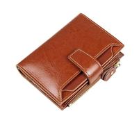 Avery's Boutique RFID Blocking Women Leather Wallet Small Bifold Zipper Pocket Wallet Card Case Purse with ID Window, Brown, Lady Wallet