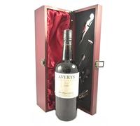Averys Late Bottled Vintage Port 2008 in a silk lined wooden box with four wine accessories, 1 x 750ml