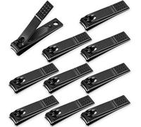 AVERZELLA 10-Pack Toenail Clippers Nail Clippers Bulk Travel Size, Stainless Steel Edgy Nail Clippers Curved Toe Nail & Fingernail Clippers for Men Women Adult Homeless Care Supplies (Black)