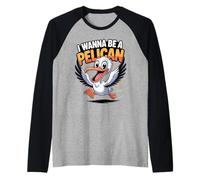 Aves Classic Super Coastal Detailed Graphic Ocean Pelican Raglan Baseball Tee