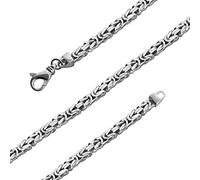 Avesano Byzantine Chain 925 Silver Men's Necklace 4 mm Solid Silver Chain with Jewellery Box Length 45 cm - 70 cm Available 101096-0, Sterling Silver, Diamond