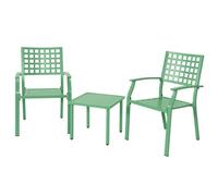 Avestar 3-Piece Patio Bistro Set, 2 Metal Stackable Chairs And Square Side Table, Good Ventilation And Slatted Design