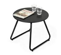 Avestar Outdoor 45 Cm Metal Side Table With Powder Coating, Weather-Resistant Garden Round Coffee Table, Small Garden Table, Black
