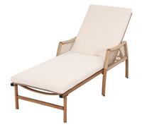 Avestar Outdoor 6-Position Sun Lounger With Zippered Cushion, Chaise Lounge With Rattan Armrests And Aluminium Frame, Brown Beige