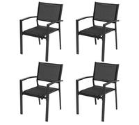 Avestar Outdoor Breathable Textilene Chairs 4 Pcs, Patio Stackable Dining Chairs For All Weather, For Garden Backyard Deck, Black