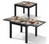 Avestar Outdoor Rectangular Extendable Dining Table For 4-6 Person, Powder-Coated Aluminium Frame, Black