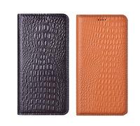 Aveuri Huawei Mate 20 X Phone Case, Shockproof Luxury Crocodile Texture Genuine Leather Magnetic Folio Flip Cover Case For Huawei Mate 20 X 7.2 with Kickstand Card Slots (Brown)