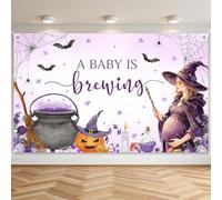 Avezano 6x3.6ft A Baby is Brewing Backdrop Halloween Baby Shower Banner
