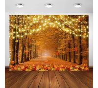 Avezano Autumn Forest Fallen Maple Leaves Photography Backdrop Yellow Fall Tree Street Road Scenery Thanksgiving Day Background Photo Studio Props Photobooth(7x5ft)