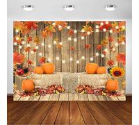 Avezano Autumn Pumpkins Photography Backdrop Thanksgiving Falling Maple Leaves Hay Bales Pumpkins Background Rustic Barn Harvest Baby Shower Banner Decoration Party Supplies Photo Booth Prop (7x5ft)