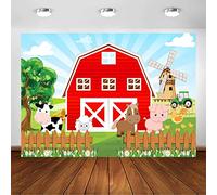Avezano Cartoon Farm Birthday Party Backdrop Red Barn Farm Animals Happy Birthday Photography Background Decorations Kids Birthday Baby Shower Party Banner (6x4ft)