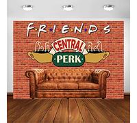 Avezano Central Perk Theme Backdrop Red Brick Wall Retro Pub Sofa Coffee Shop Birthday Photography Background Men Women Adults Birthday Party Decorations (5x3ft)