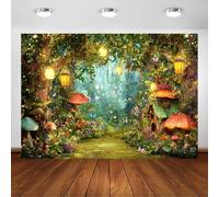Avezano Enchanted Forest Backdrop Fairy Tale Spring Forest Wonderland Portrait Photography Backdrop Spring Mushroom House Background Decoration Photo Booth Props (7x5ft)