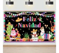 Avezano Feliz Navidad Backdrop Mexican Feliz Navidad Decorations Banner Christmas Spanish Christmas Winter Holiday Party Banner Decor Mexican Merry Christmas Party Supplies (6x3.6ft)