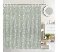 Avezano Green Leaves Shower Curtain Sage Green Plants Floral Bathroom Shower Curtain Greenery Vintage Rustic Waterproof Home Bath Decor with 12 Hooks 72 X 72 Inches