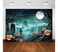 Avezano Halloween Backdrop Horrible Castle Misty Forest Graveyard Pumpkin Photography Background haunted house Halloween Party Decor Banner Photo Booth Props (7x5ft)