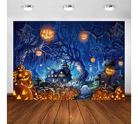 Avezano Halloween Backdrops for Photography Dead Trees Haunted House Party Banner Jack O'Lantern Pumpkin Lantern Halloween Party Decor Portrait Photo Booth Props (7x5ft)