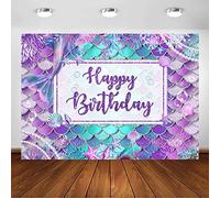 Avezano Mermaid Birthday Backdrop for Girl - Under The Sea Photography Background - Purple Aqua Green Mermaid Scales Party Decoration Banner - Photo Studio Props (7x5ft)
