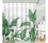 Avezano Nature Green Leaves Shower Curtain 3D HD Green Leaves Bathroom Shower Curtain Waterproof Fabric Shower Curtain Bathtub Decor with 12 Hooks 72 X 72 Inch