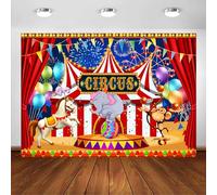 Avezano Red Circus Carnival Backdrop Circus Tent Theme Party Background Decorations Amusement Park Carousel Circus Troup Birthday Party Decorations Banner Photo Props (7x5ft)