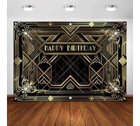 Avezano Roaring 1920s Luxury Black and Gold Art Decor Happy Birthday Party Decorations Photography Background (10x7ft)