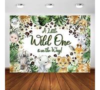 Avezano Safari Baby Shower Backdrop - Little Wild One is On The Way Jungle Safari Party Decorations Woodland Theme Photography Background Cake Table Banner (7x5ft)