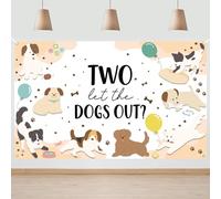 Avezano Two Let the Dogs Out Banner Puppy Dog Two Years Old Birthday Party Decorations Backdrop 2 Year Old Puppy Themed Birthday Photography Background Party Decor (6x3.6ft)