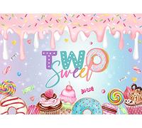 Avezano Two Sweet Donut Backdrop for Girls Birthday Party Sweet Donut Candy Cake Theme Second Birthday Party Photography Background Decorations (6x4ft)