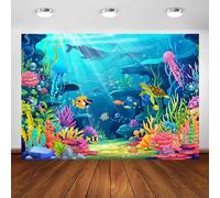 Avezano Under the Sea Backdrop Little Mermaid Underwater Coral Photography Background Kids Birthday Baby Shower Party Backdrop Decorations Photo Booth Props (5x3ft)
