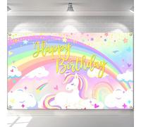 Avezano Unicorn Birthday Backdrop Banner for Girls Rainbow Unicorn Banner Decorations Princess Birthday Backgroud Banners Party Supplies 70.8 x 43.3 Inch