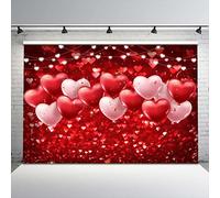 Avezano Valentine's Day Backdrop Red Hearts Balloons Love Theme Party Background for Engagement Wedding Bridal Shower Photography Banner Studio Portrait Pictures Shoot Props Gifts (8ft x 6ft)
