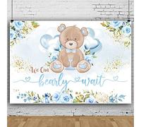 Avezano We Can Bearly Wait Baby Shower Backdrop for Boy Blue Floral Cute Bear Baby Shower Background Newborn Boy Birthday Pregnancy Announce Party Cake Table Decoration Photo Booth (5x3ft)