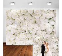 Avezano White Flower Backdrop for Photography,Wedding Floral Wall Bridal Shower Party Decoration Photography Background,White Rose Backdrops Girls Birthday Party Background (10x8ft)