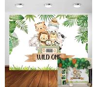 Avezano Wild One Birthday Backdrop 7x5ft Safari First Birthday Party Photo Background Woodland Zoo Elephant Monkey Unisex Baby Shower Photography Banner Green,White