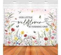 Avezano Wildflower 1st Birthday Backdrop Floral Our Little Wildflower is Truning One Decorations Watercolor Wildflowers First Birthday Background Party Banner 8 x 6 ft