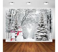 Avezano Winter Snowy Forest Backdrop Christmas Winter Wonderland Snowman Xmas Party Decorations Photo Backdrops Winter Landscape Natural Scenery Photography Background (8x6ft)
